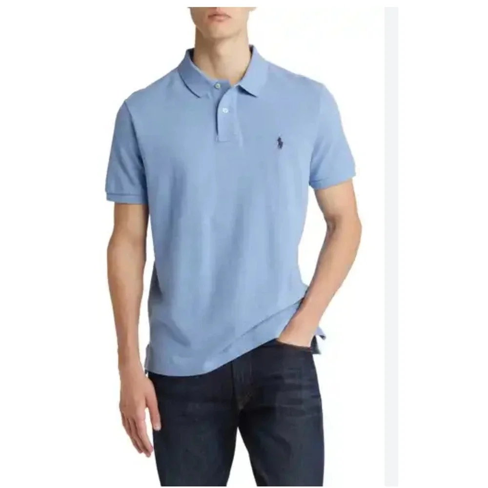 Polo Ralph Lauren Mens Custom Slim Fit‎ Polo Shirt Light Blue XL